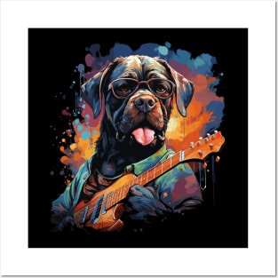 Boxer Playing Guitar Posters and Art